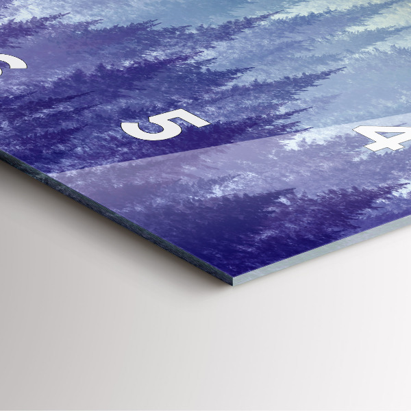 Szögletes fali üvegóra Erdő a ködben