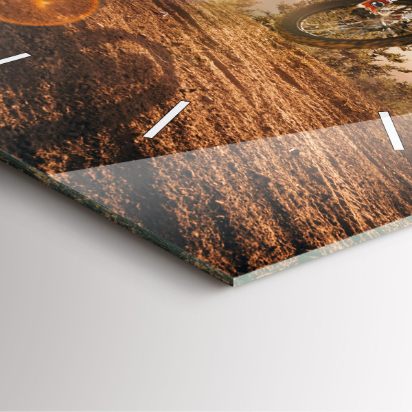 Szögletes fali üvegóra Ember egy motorkerékpáron