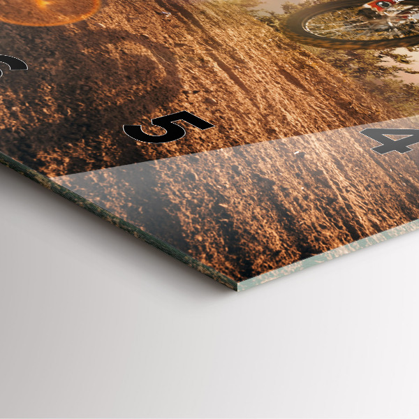 Szögletes fali üvegóra Ember egy motorkerékpáron