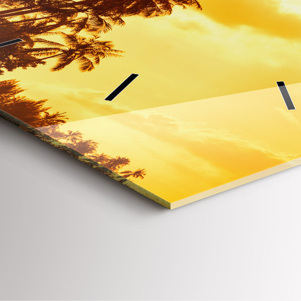 Szögletes fali üvegóra Napos pálmafák