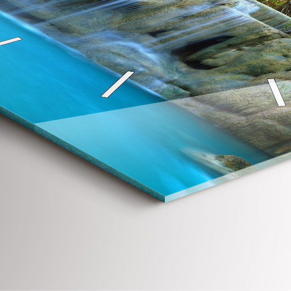 Szögletes fali üvegóra Vízesés az erdőben