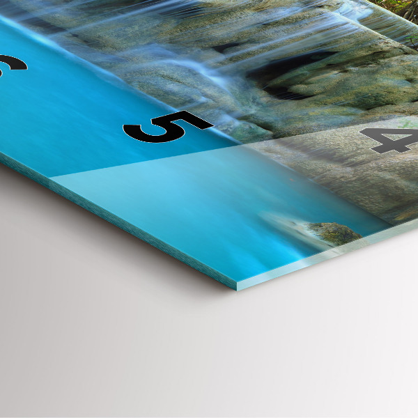 Szögletes fali üvegóra Vízesés az erdőben