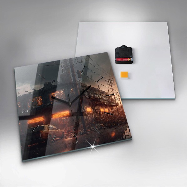 Szögletes fali üvegóra Apokaliptikus épület