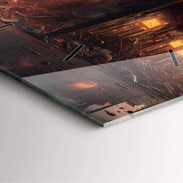 Szögletes fali üvegóra Apokaliptikus épület