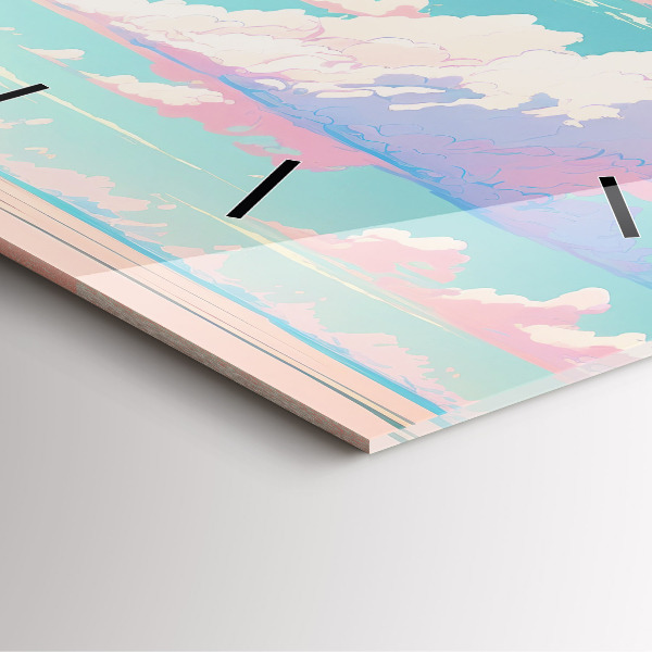 Szögletes fali üvegóra Az ég pasztell színe