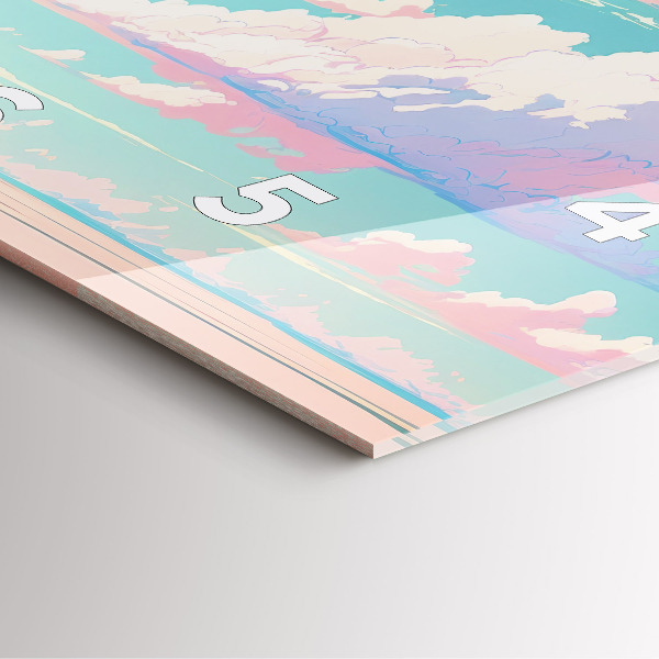 Szögletes fali üvegóra Az ég pasztell színe