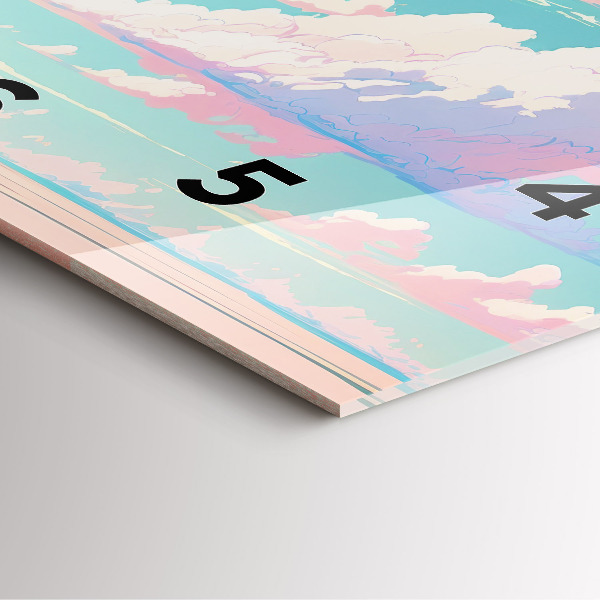 Szögletes fali üvegóra Az ég pasztell színe