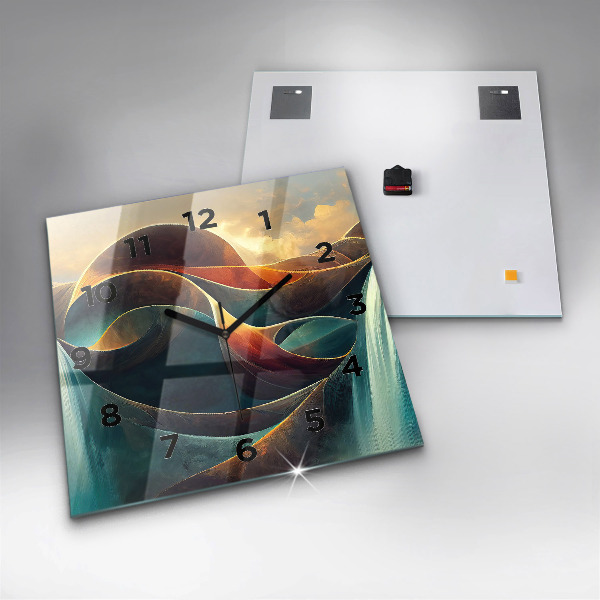 Szögletes fali üvegóra Folyó vízesés