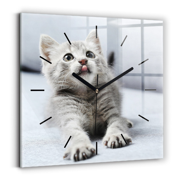 Szögletes fali üvegóra Macska a kanapén