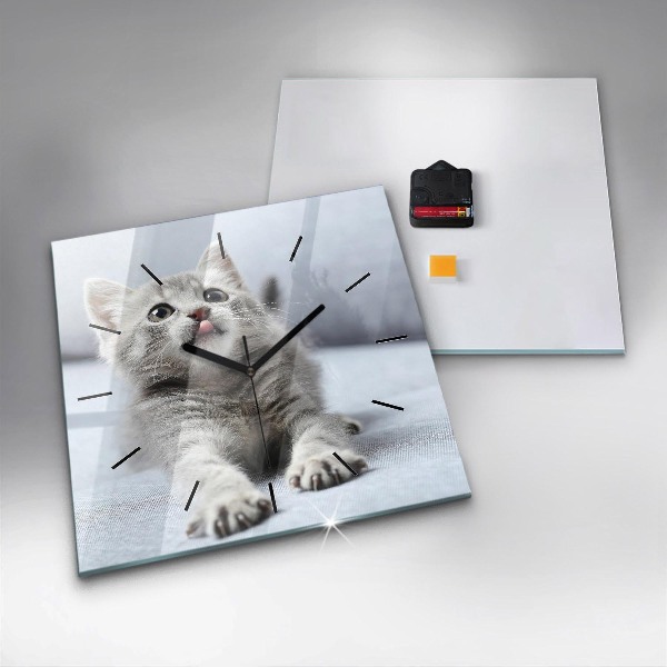Szögletes fali üvegóra Macska a kanapén