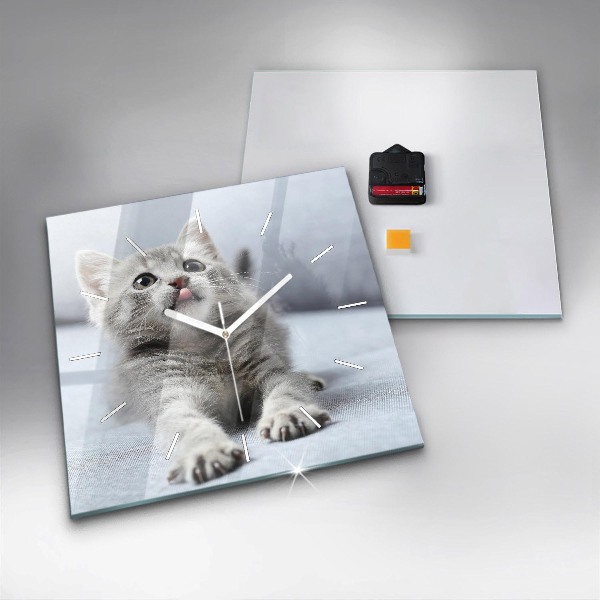 Szögletes fali üvegóra Macska a kanapén