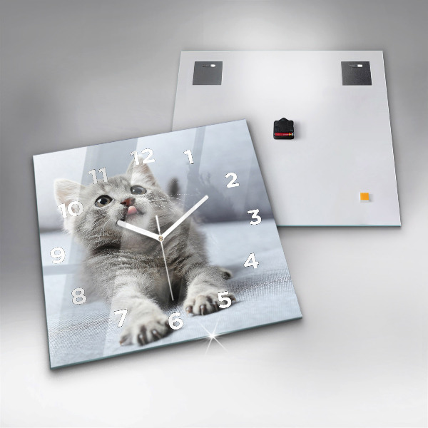 Szögletes fali üvegóra Macska a kanapén