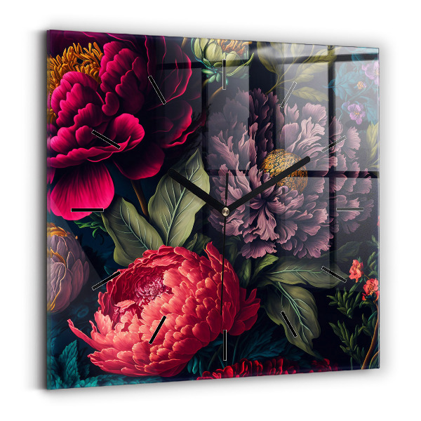 Szögletes fali üvegóra Vintage virágcsokor