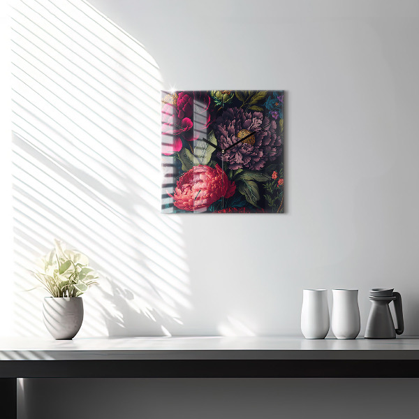 Szögletes fali üvegóra Vintage virágcsokor