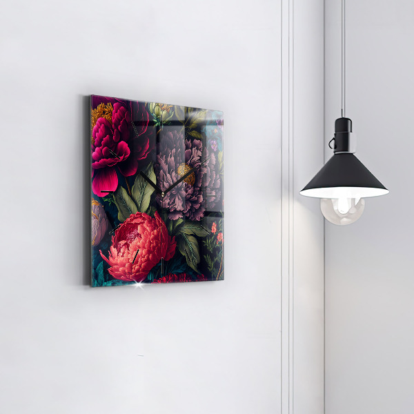 Szögletes fali üvegóra Vintage virágcsokor