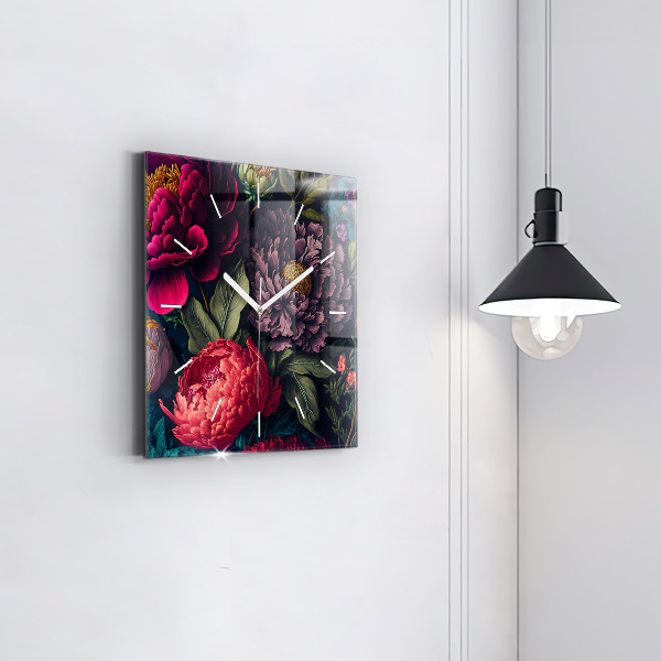 Szögletes fali üvegóra Vintage virágcsokor