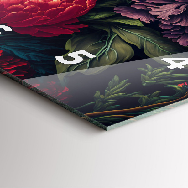 Szögletes fali üvegóra Vintage virágcsokor