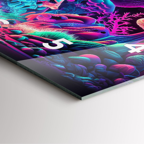 Szögletes fali üvegóra Neon gomba