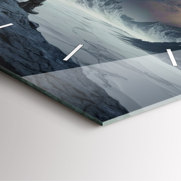 Szögletes fali üvegóra Ember a Hold előtt