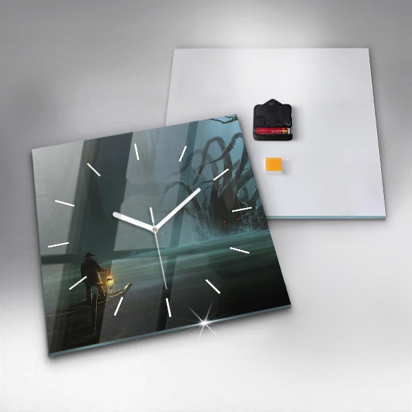 Szögletes fali üvegóra Ember és szörny a mocsárban