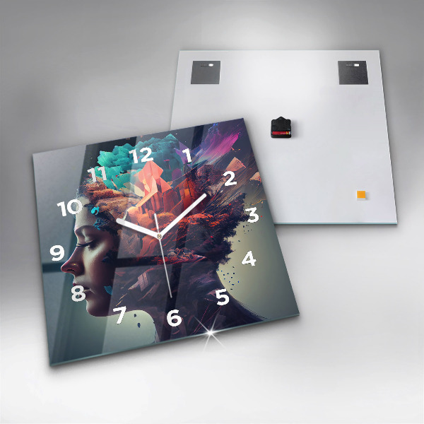 Szögletes fali üvegóra Absztrakt nő