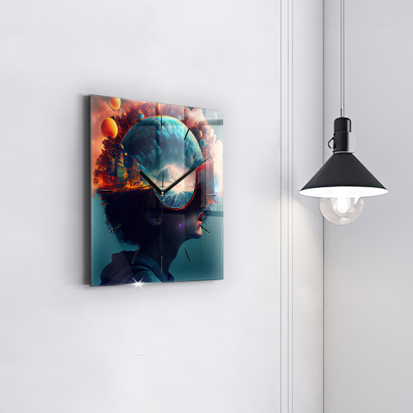 Szögletes fali üvegóra Futurisztikus világ