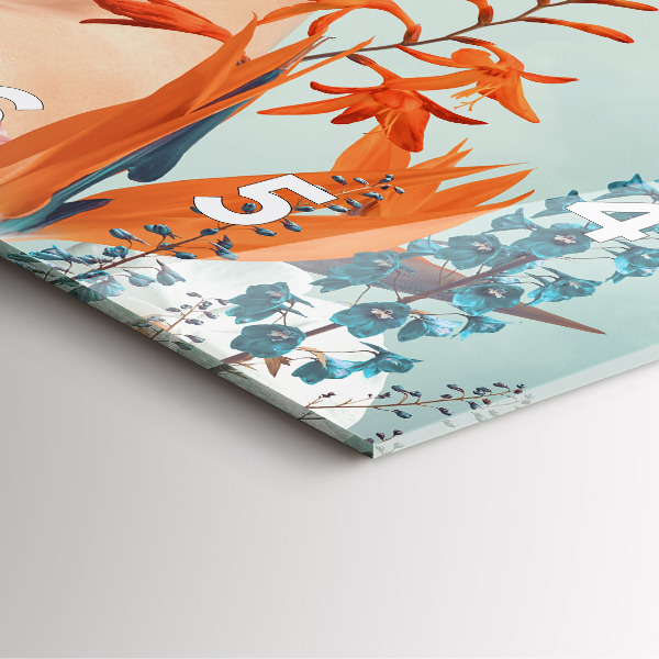 Szögletes fali üvegóra Nő virággal