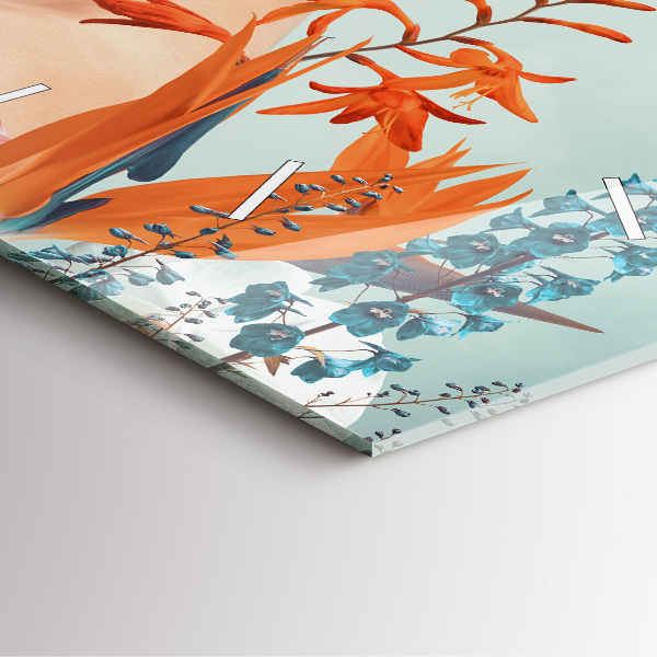 Szögletes fali üvegóra Nő virággal