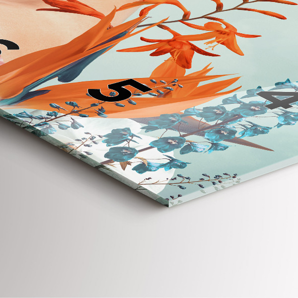 Szögletes fali üvegóra Nő virággal