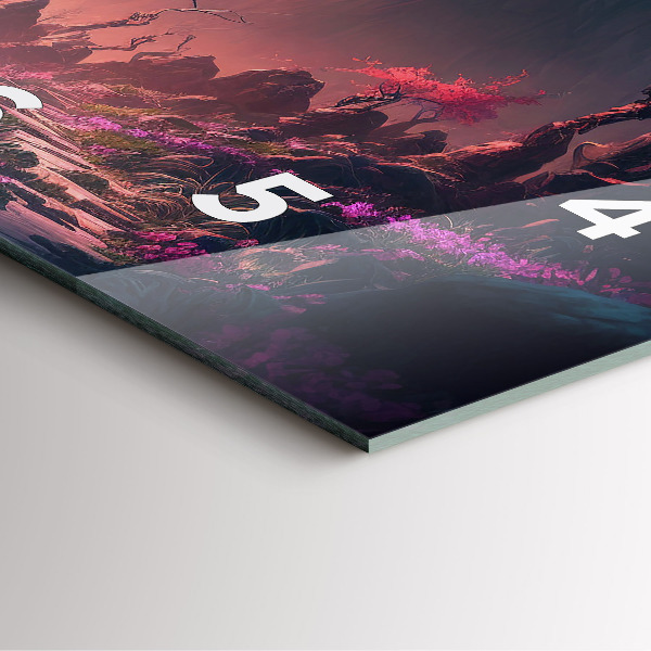 Szögletes fali üvegóra Varázslatos erdő és hegyek