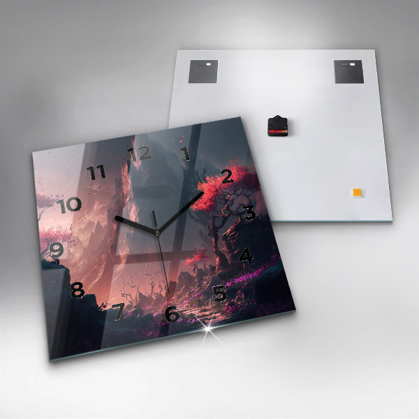 Szögletes fali üvegóra Varázslatos erdő és hegyek