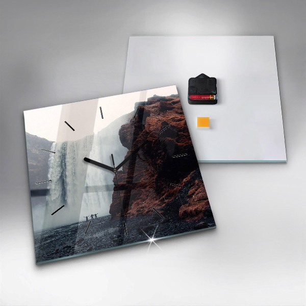 Szögletes fali üvegóra Vízesés táj Izland