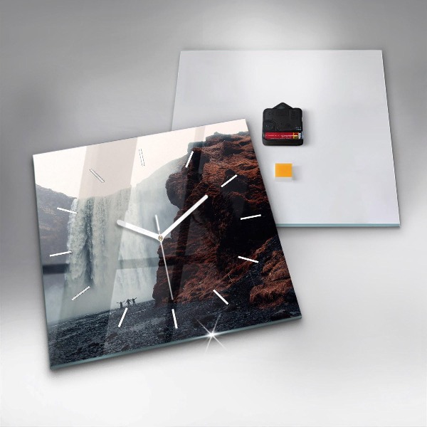 Szögletes fali üvegóra Vízesés táj Izland