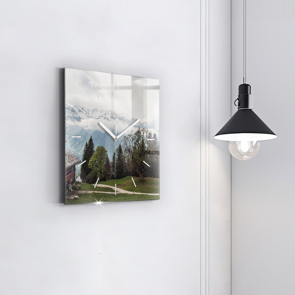 Szögletes fali üvegóra Kilátás a hegyekre