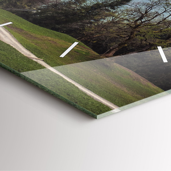 Szögletes fali üvegóra Kilátás a hegyekre