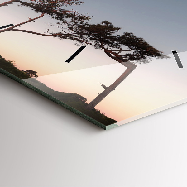 Szögletes fali üvegóra Félhold és fák