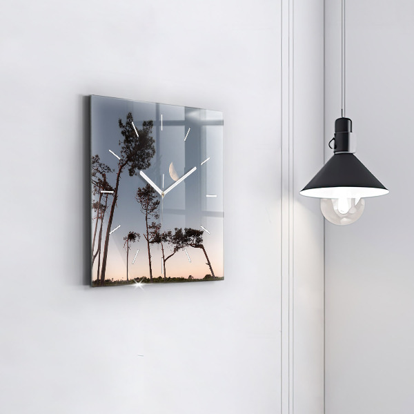 Szögletes fali üvegóra Félhold és fák