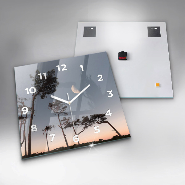 Szögletes fali üvegóra Félhold és fák