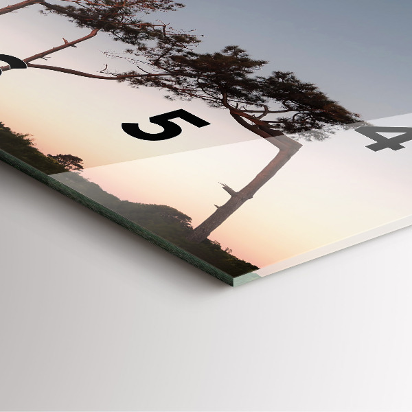 Szögletes fali üvegóra Félhold és fák