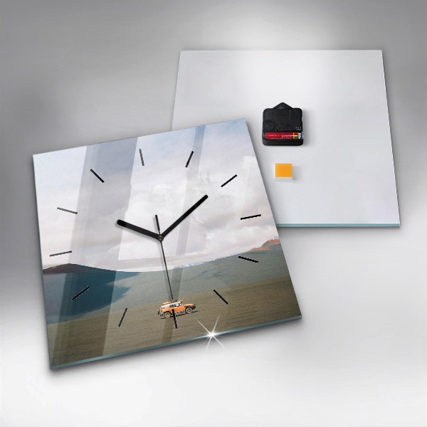 Szögletes fali üvegóra Jármű a kamcsatkai sivatagban