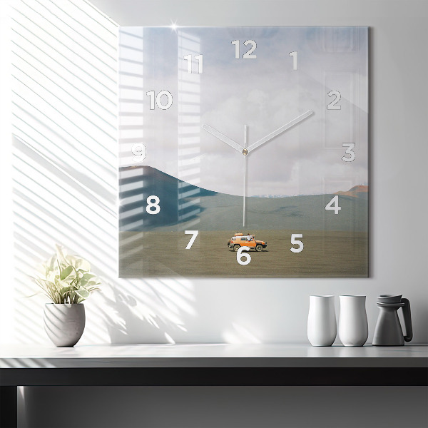 Szögletes fali üvegóra Jármű a kamcsatkai sivatagban