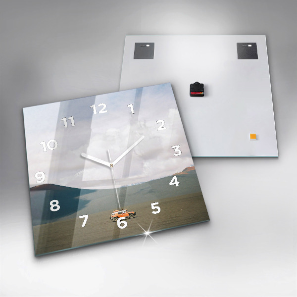 Szögletes fali üvegóra Jármű a kamcsatkai sivatagban