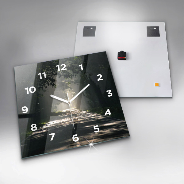 Szögletes fali üvegóra Erdei út és a napfény csíkjai