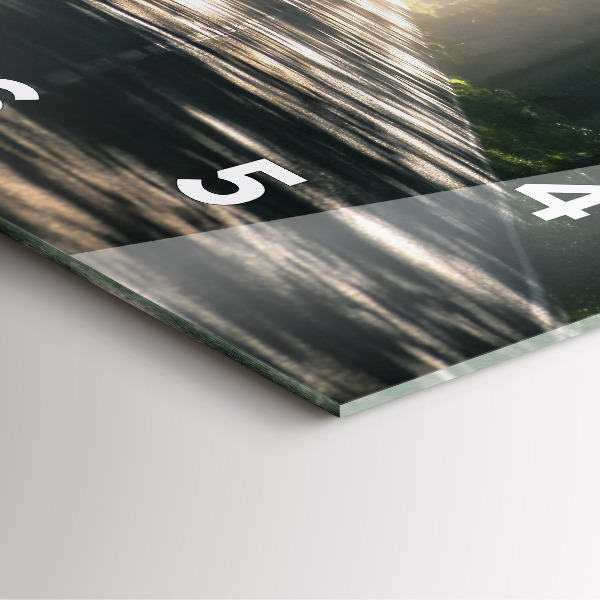 Szögletes fali üvegóra Erdei út és a napfény csíkjai