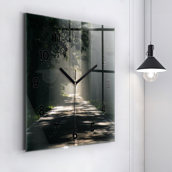 Szögletes fali üvegóra Erdei út és a napfény csíkjai