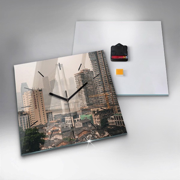 Szögletes fali üvegóra Chongqing óvárosa