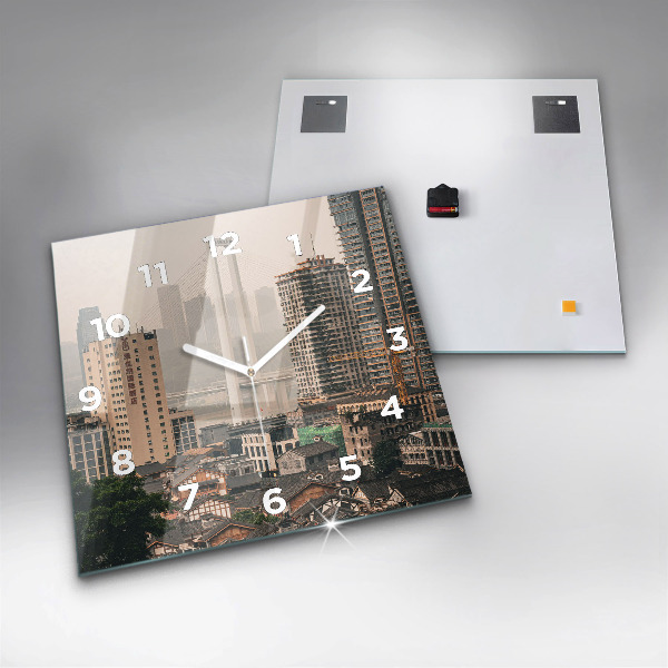 Szögletes fali üvegóra Chongqing óvárosa