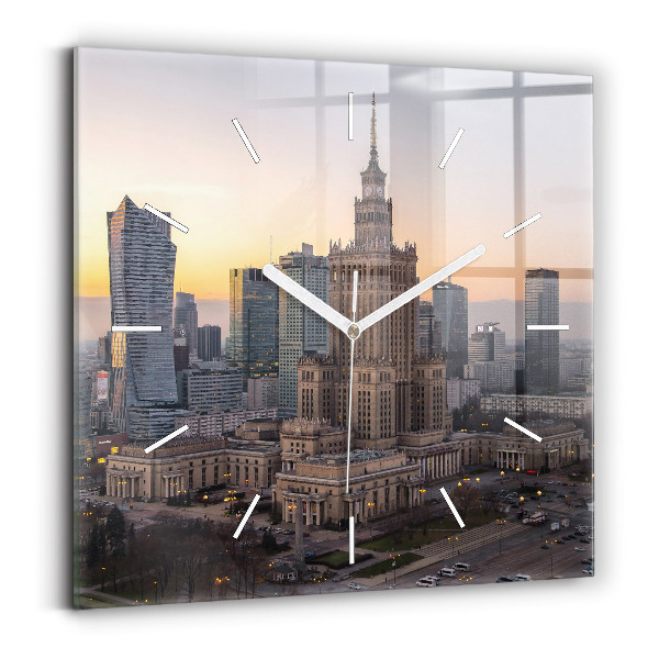 Szögletes fali üvegóra Varsói panoráma
