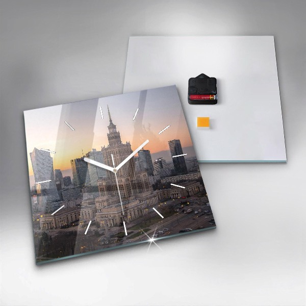 Szögletes fali üvegóra Varsói panoráma