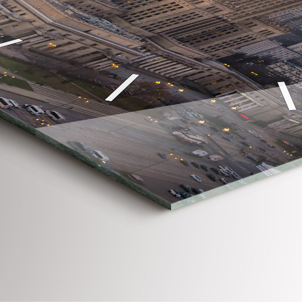 Szögletes fali üvegóra Varsói panoráma